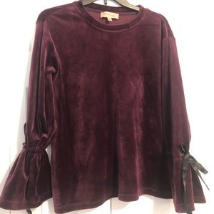 Burgundy Velvet Long Sleeve Top